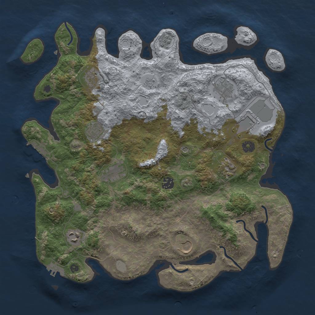 Rust Map: Procedural Map, Size: 3750, Seed: 148574826, 17 Monuments
