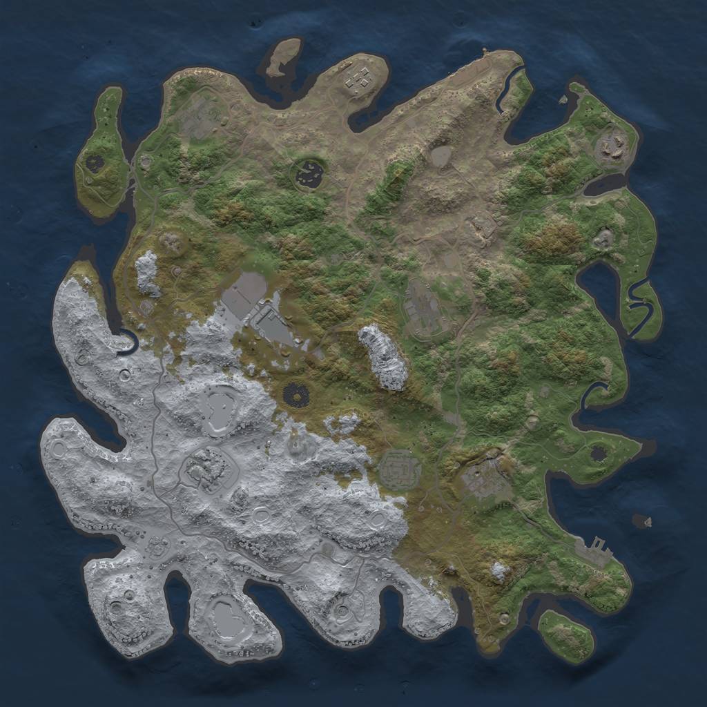 Rust Map: Procedural Map, Size: 4000, Seed: 1445436407, 16 Monuments
