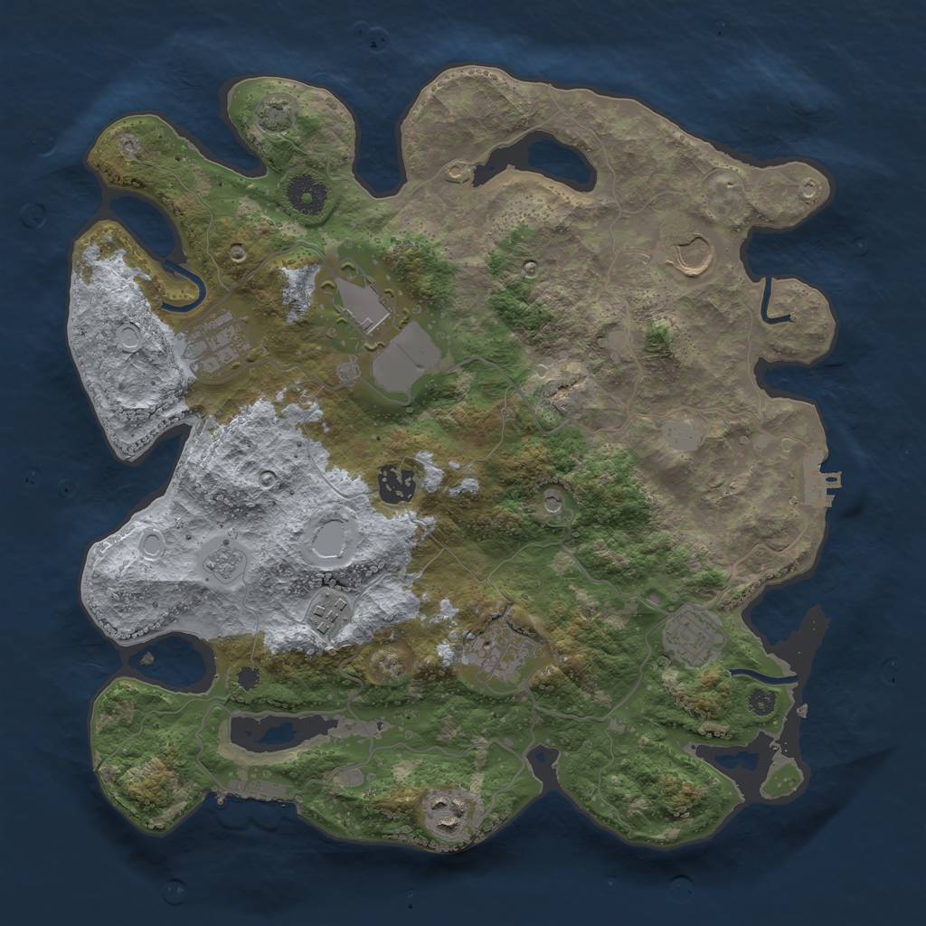 Rust Map: Procedural Map, Size: 3500, Seed: 110864333, 16 Monuments