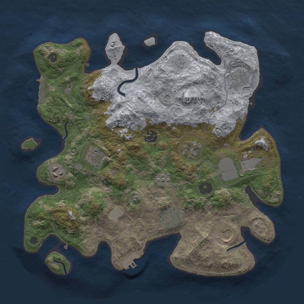 Rust Map: Procedural Map, Size: 3500, Seed: 1995789191, 16 Monuments