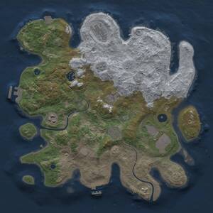 Thumbnail Rust Map: Procedural Map, Size: 3500, Seed: 1613001099, 13 Monuments