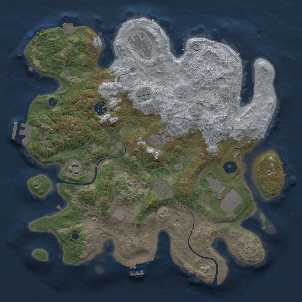 Rust Map: Procedural Map, Size: 3500, Seed: 1613001099, 13 Monuments