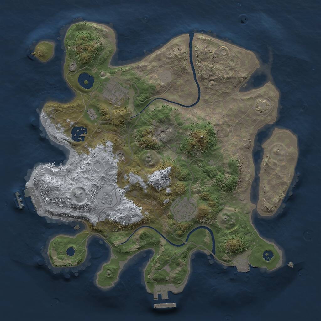 Rust Map: Procedural Map, Size: 3000, Seed: 539468536, 9 Monuments