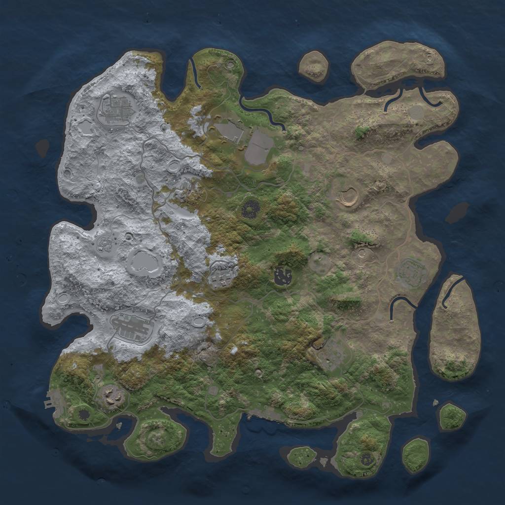 Rust Map: Procedural Map, Size: 4000, Seed: 72021, 17 Monuments
