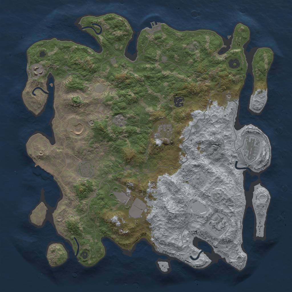 Rust Map: Procedural Map, Size: 4000, Seed: 1211888779, 16 Monuments