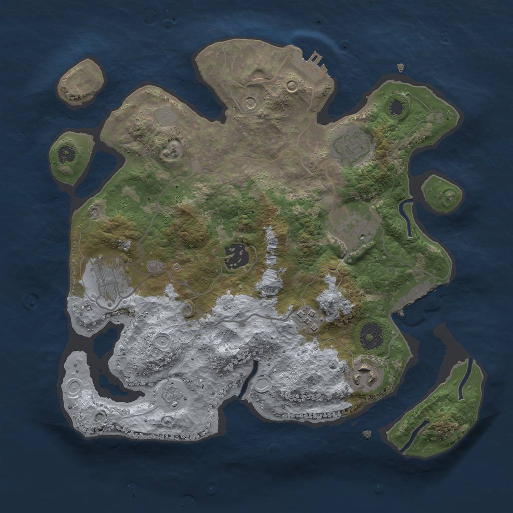 Rust Map: Procedural Map, Size: 3000, Seed: 96321259, 13 Monuments