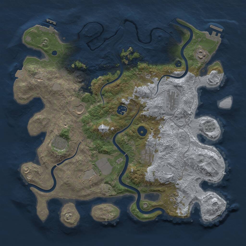 Rust Map: Procedural Map, Size: 3800, Seed: 1958894497, 15 Monuments