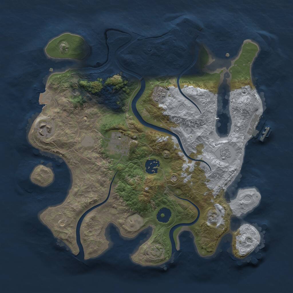 Rust Map: Procedural Map, Size: 3000, Seed: 32629, 10 Monuments