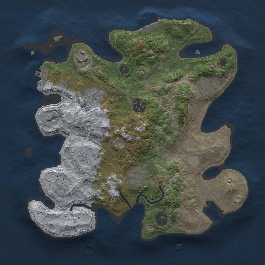 Rust Map: Procedural Map, Size: 3000, Seed: 1623340, 12 Monuments