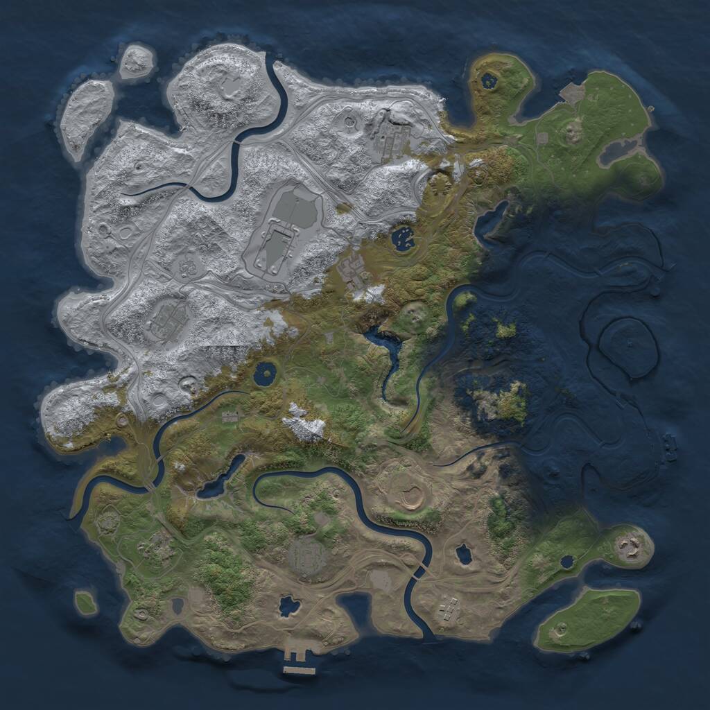 Rust Map: Procedural Map, Size: 4500, Seed: 13455, 16 Monuments