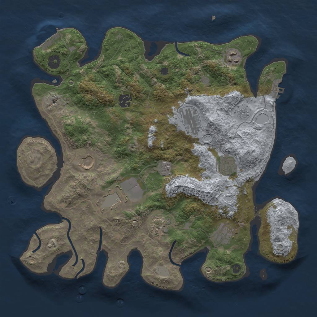 Rust Map: Procedural Map, Size: 3500, Seed: 2077789382, 15 Monuments