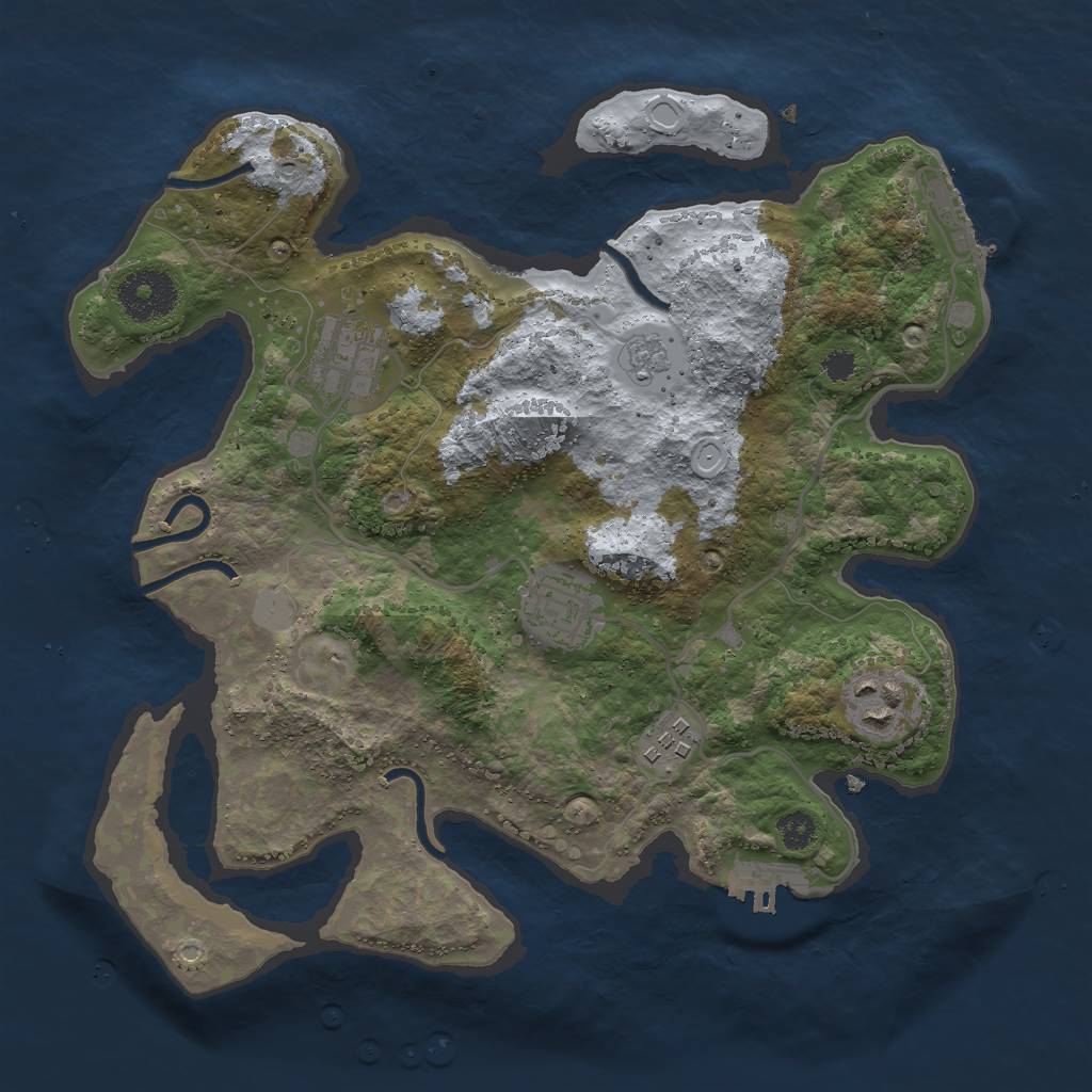 Rust Map: Procedural Map, Size: 3000, Seed: 3207, 10 Monuments