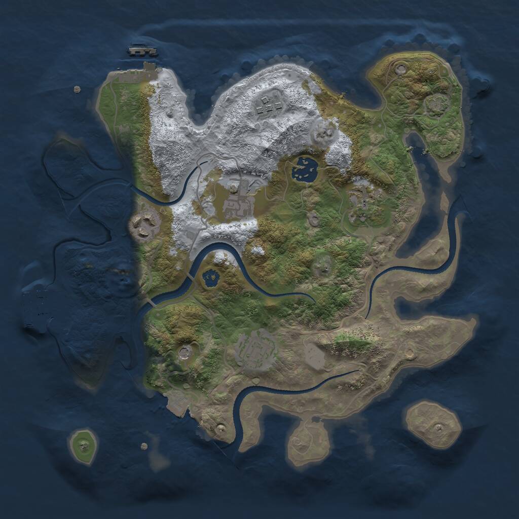 Rust Map: Procedural Map, Size: 3000, Seed: 905, 11 Monuments
