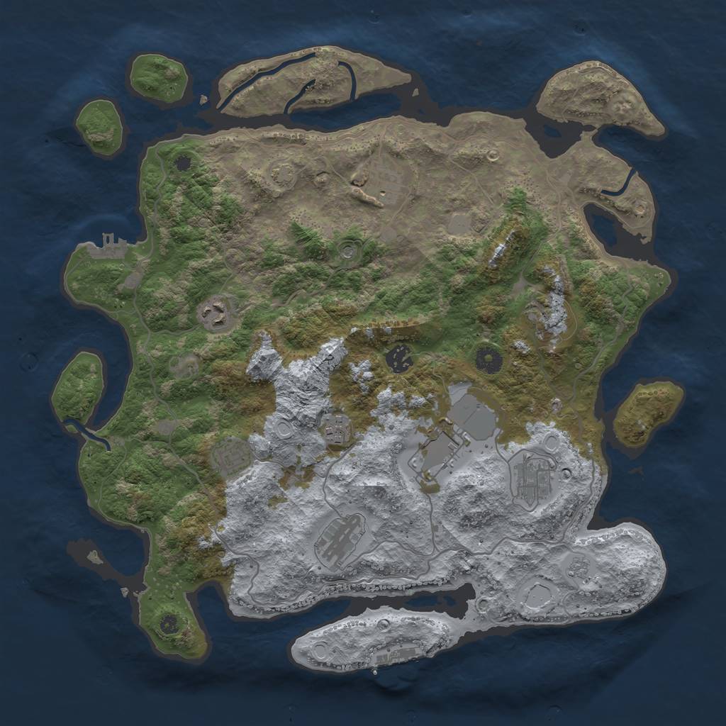 Rust Map: Procedural Map, Size: 4000, Seed: 368162155, 17 Monuments
