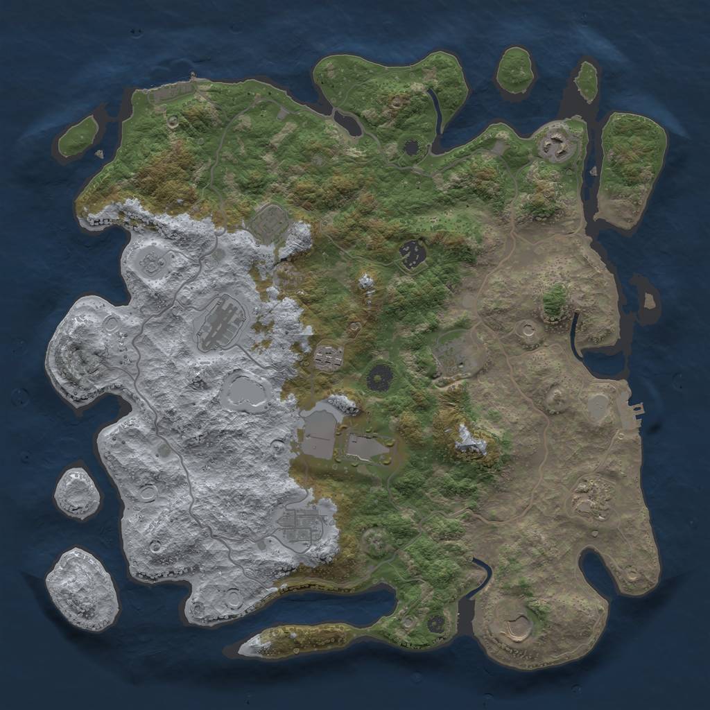 Rust Map: Procedural Map, Size: 4000, Seed: 217248079, 17 Monuments