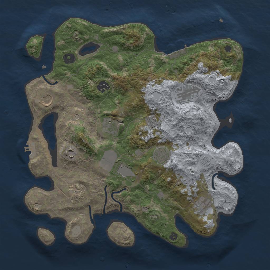 Rust Map: Procedural Map, Size: 3500, Seed: 120344247, 17 Monuments