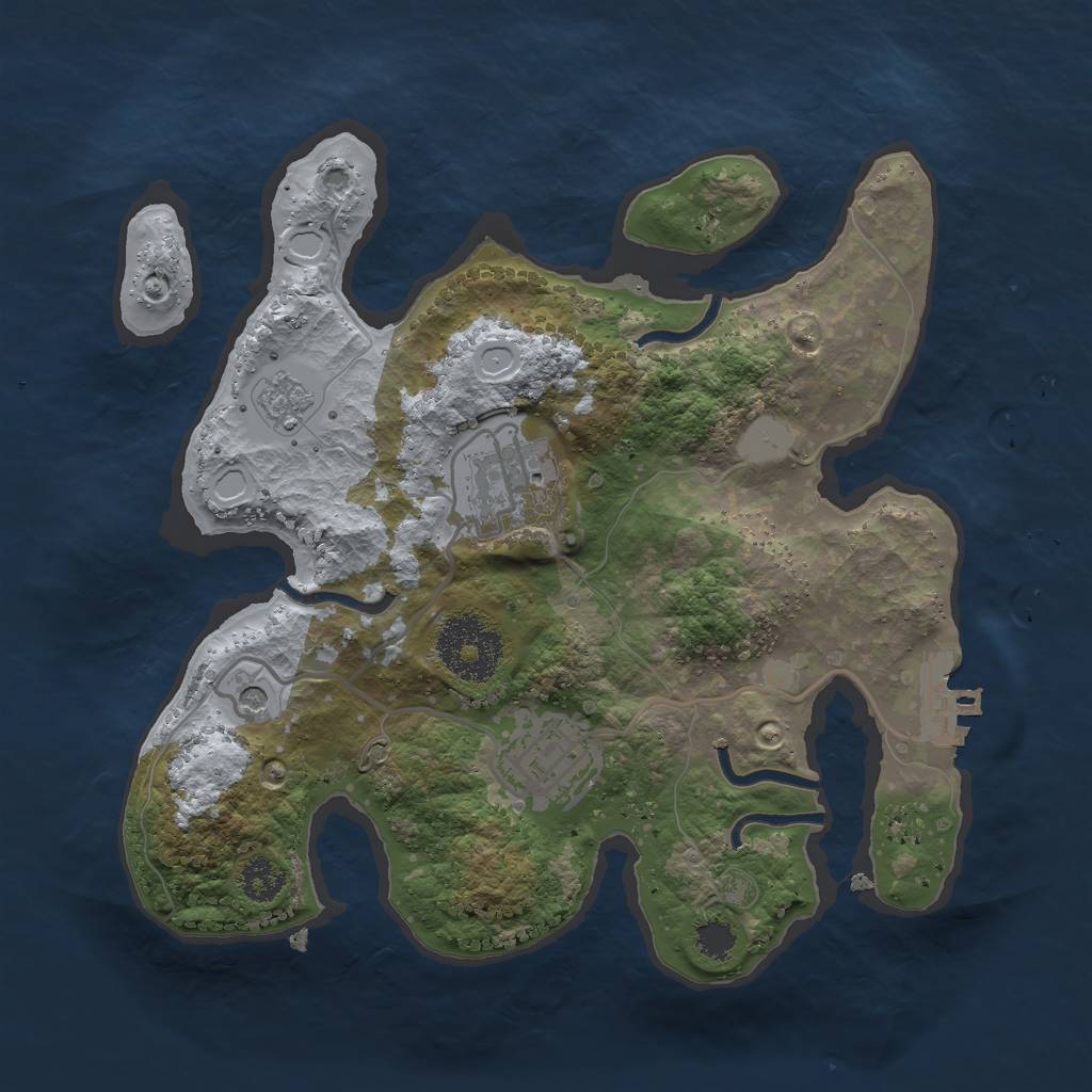 Rust Map: Procedural Map, Size: 2500, Seed: 2385, 8 Monuments