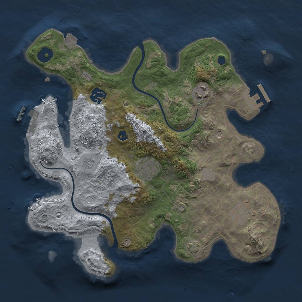 Rust Map: Procedural Map, Size: 3000, Seed: 18314, 10 Monuments