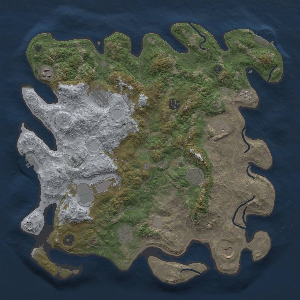 Rust Map: Procedural Map, Size: 4000, Seed: 1572154, 16 Monuments