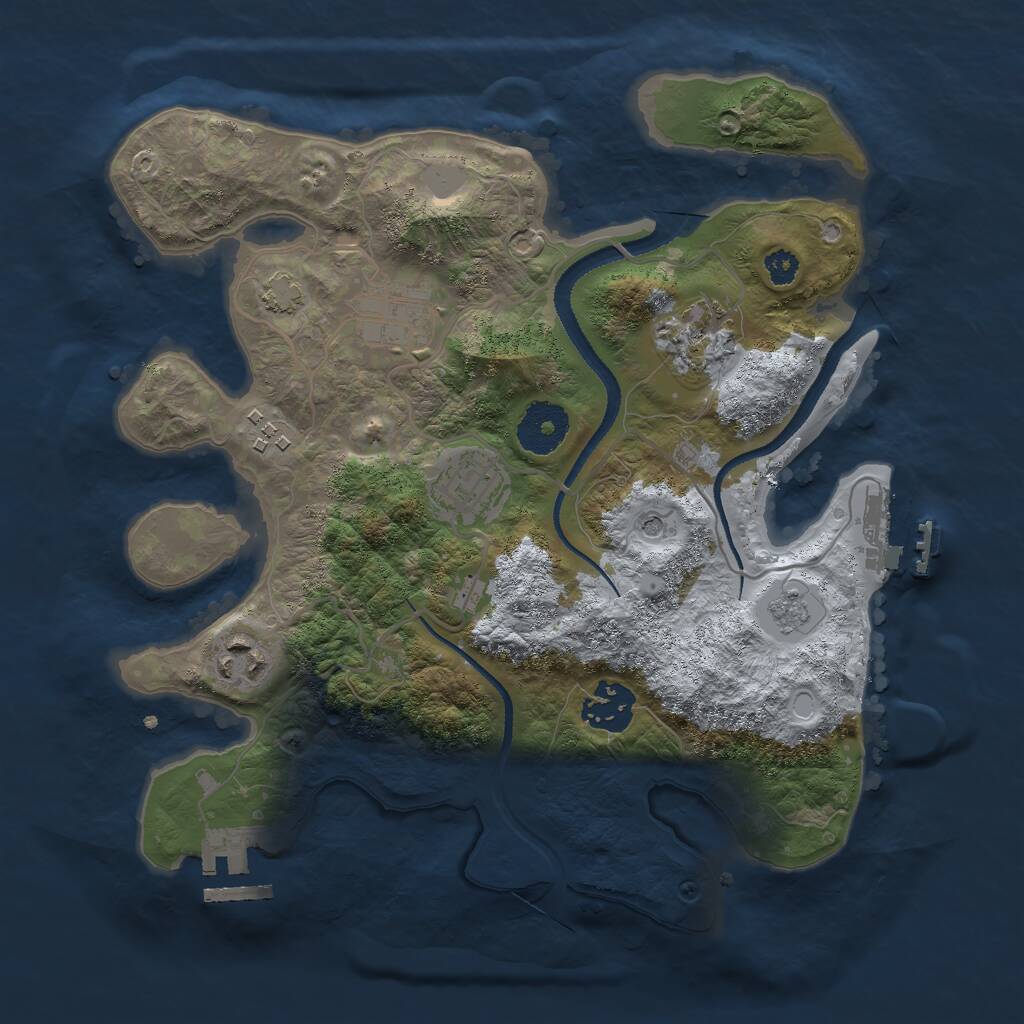 Rust Map: Procedural Map, Size: 3000, Seed: 25753, 12 Monuments