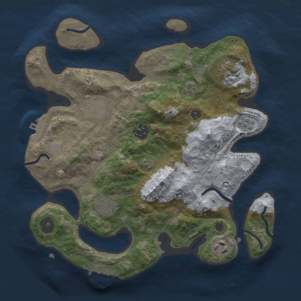 Rust Map: Procedural Map, Size: 3000, Seed: 127797387, 13 Monuments
