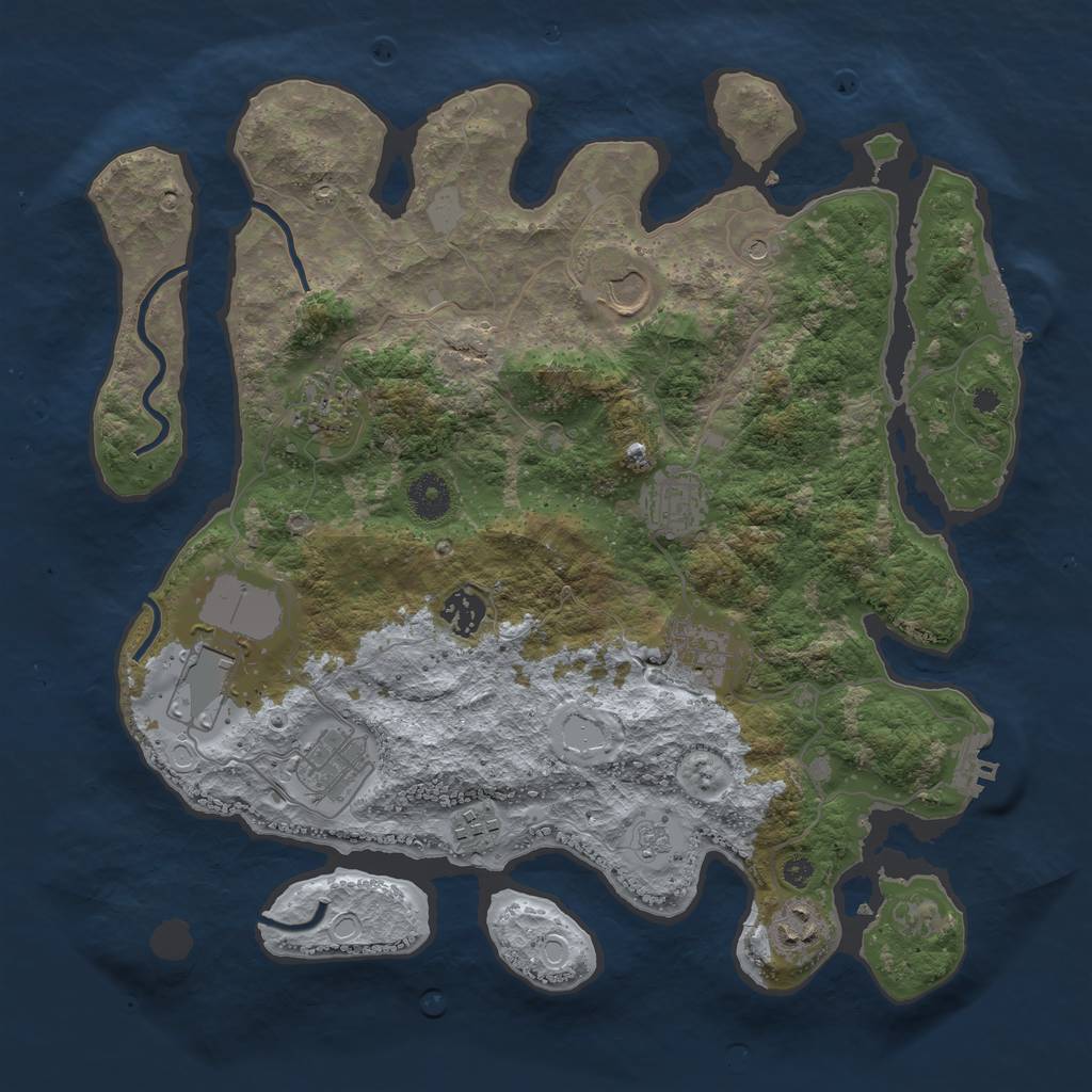 Rust Map: Procedural Map, Size: 3700, Seed: 1903976641, 16 Monuments