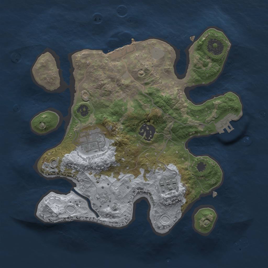 Rust Map: Procedural Map, Size: 2434, Seed: 24444, 9 Monuments