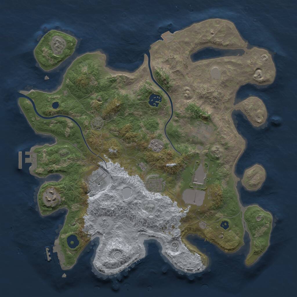 Rust Map: Procedural Map, Size: 3500, Seed: 278785773, 13 Monuments