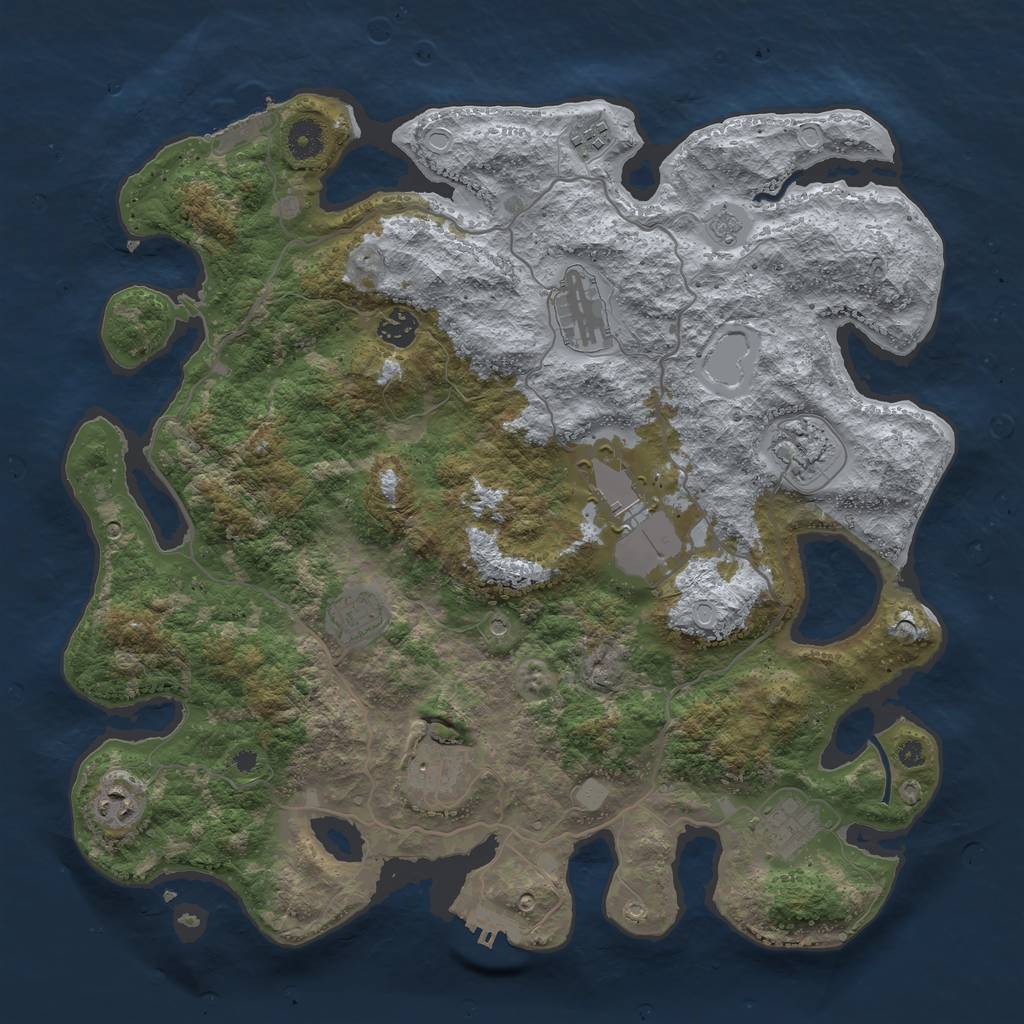 Rust Map: Procedural Map, Size: 4000, Seed: 930489875, 16 Monuments