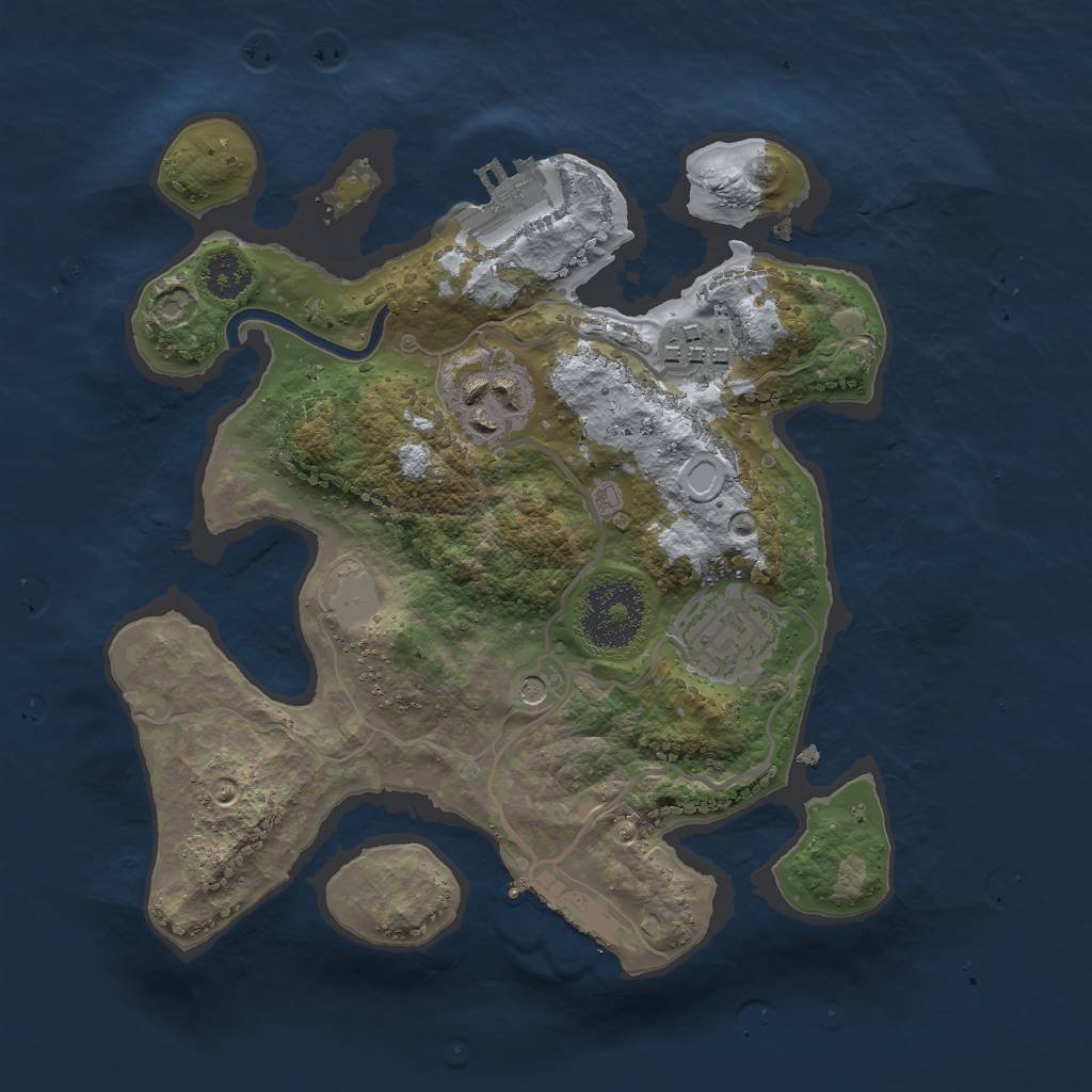 Rust Map: Procedural Map, Size: 2500, Seed: 17253, 9 Monuments