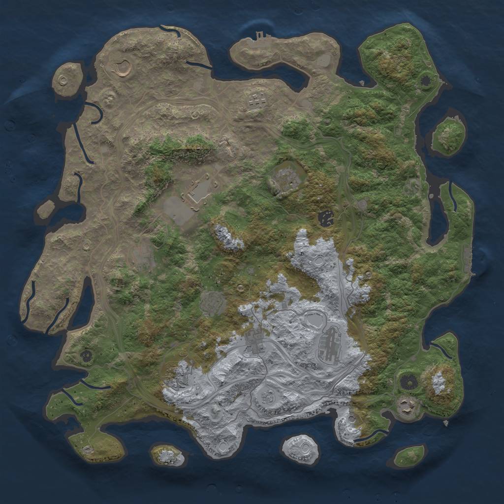 Rust Map: Procedural Map, Size: 4500, Seed: 30580, 18 Monuments