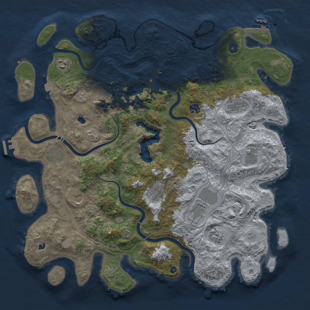 Rust Map: Procedural Map, Size: 4500, Seed: 1240230899, 17 Monuments
