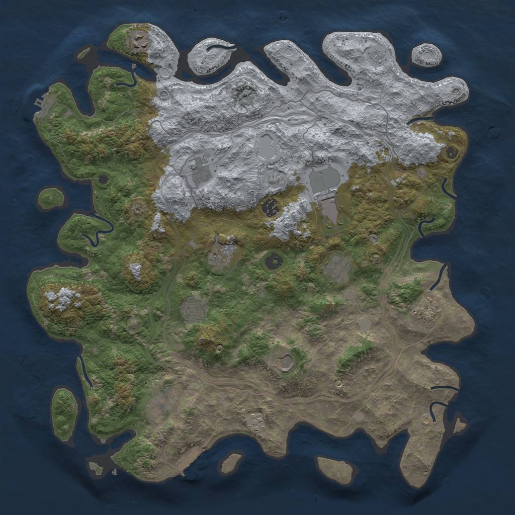 Rust Map: Procedural Map, Size: 4500, Seed: 707349483, 18 Monuments