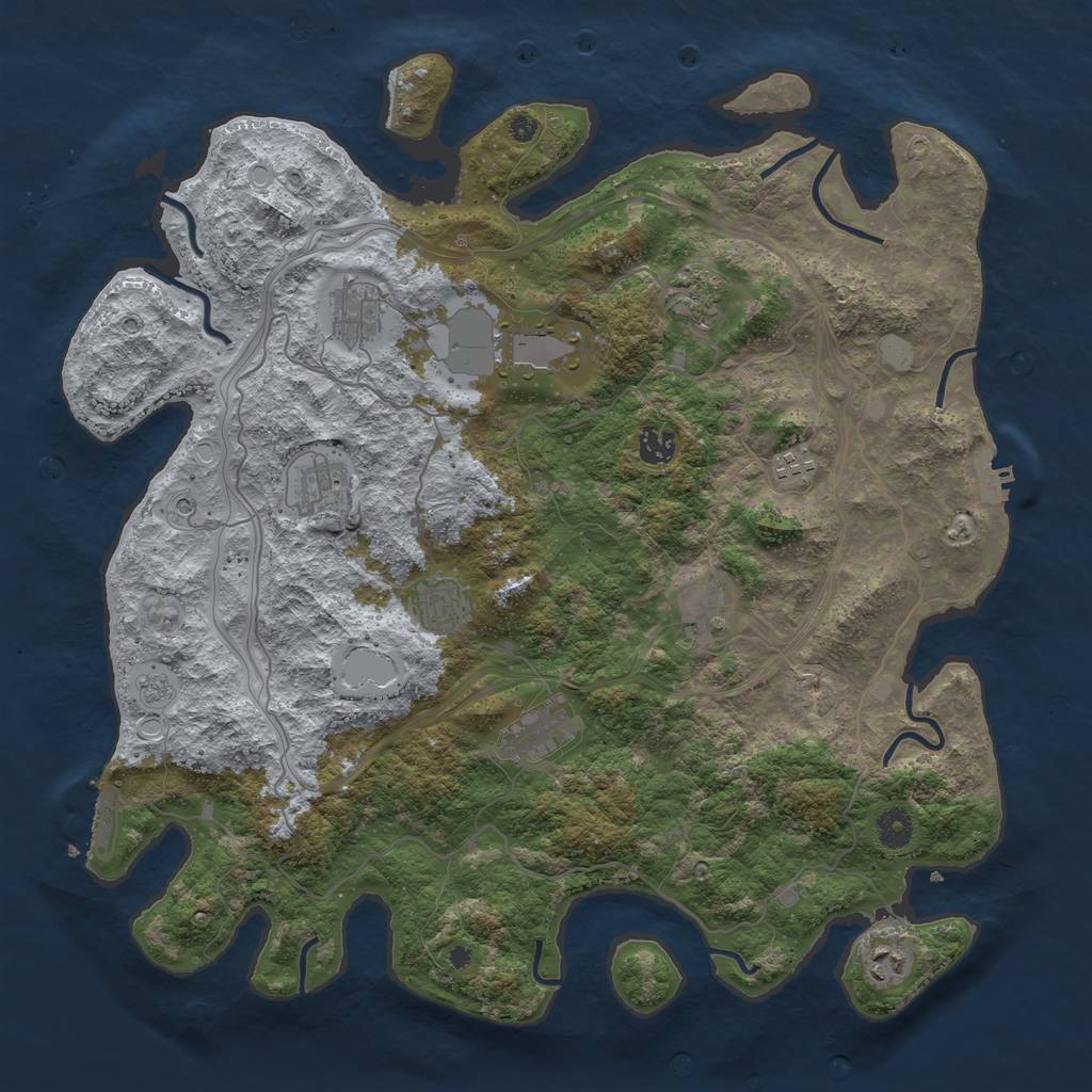 Rust Map: Procedural Map, Size: 4250, Seed: 1220720107, 17 Monuments