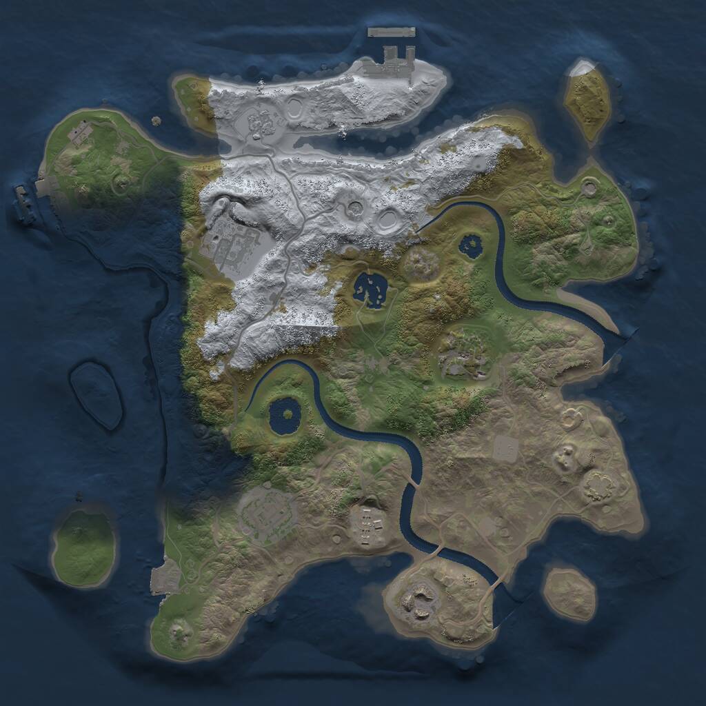 Rust Map: Procedural Map, Size: 3000, Seed: 13543, 12 Monuments