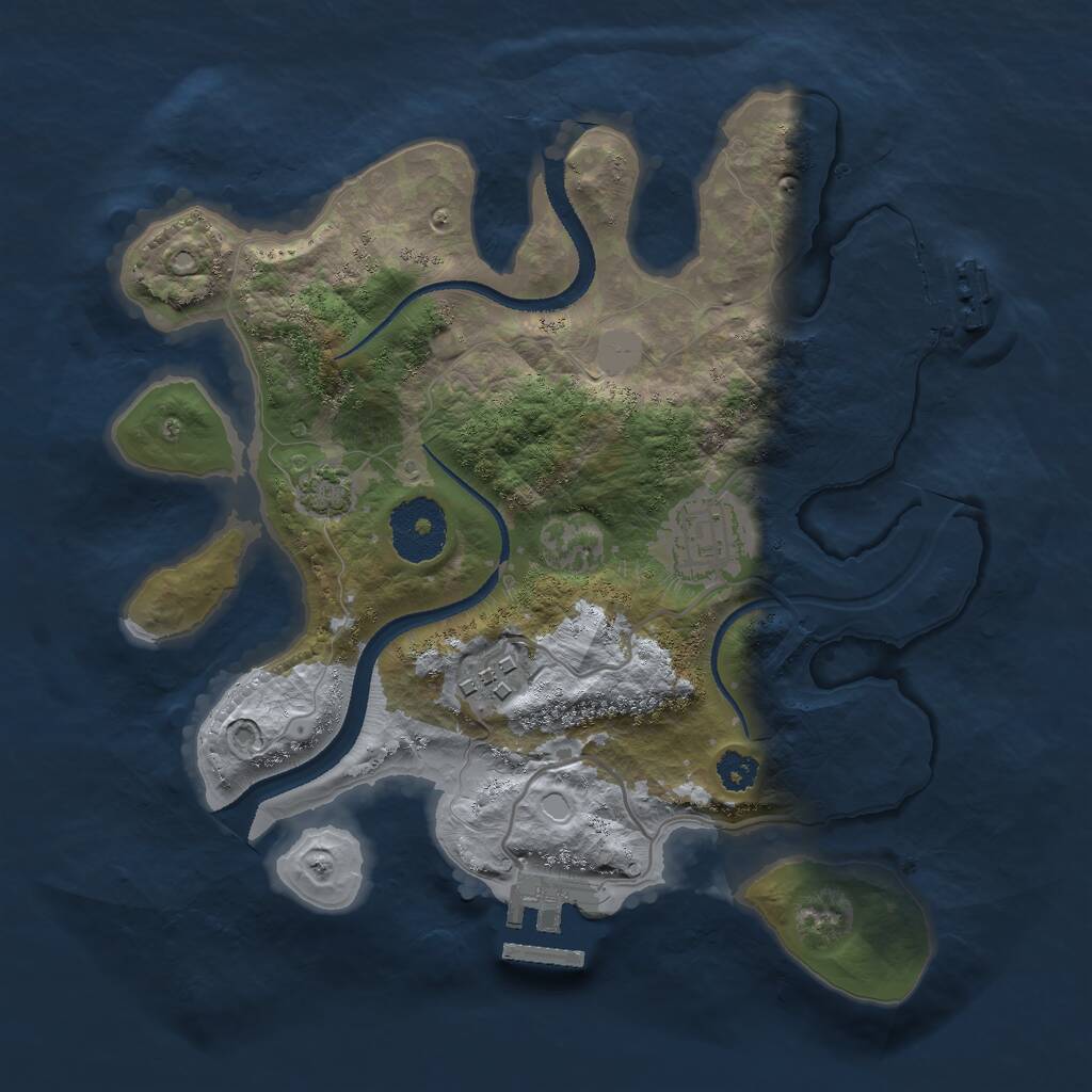 Rust Map: Procedural Map, Size: 2700, Seed: 3000, 6 Monuments