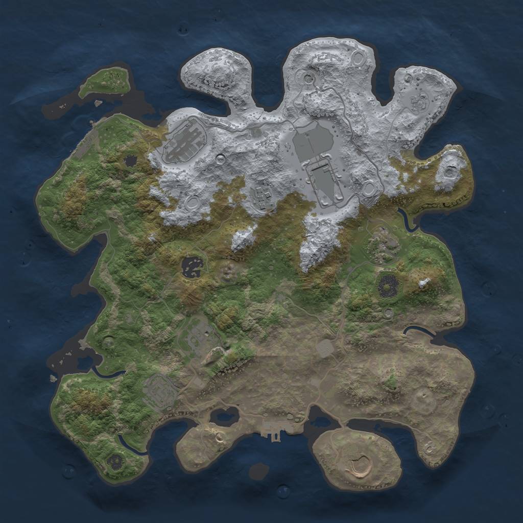Rust Map: Procedural Map, Size: 3500, Seed: 402553, 15 Monuments
