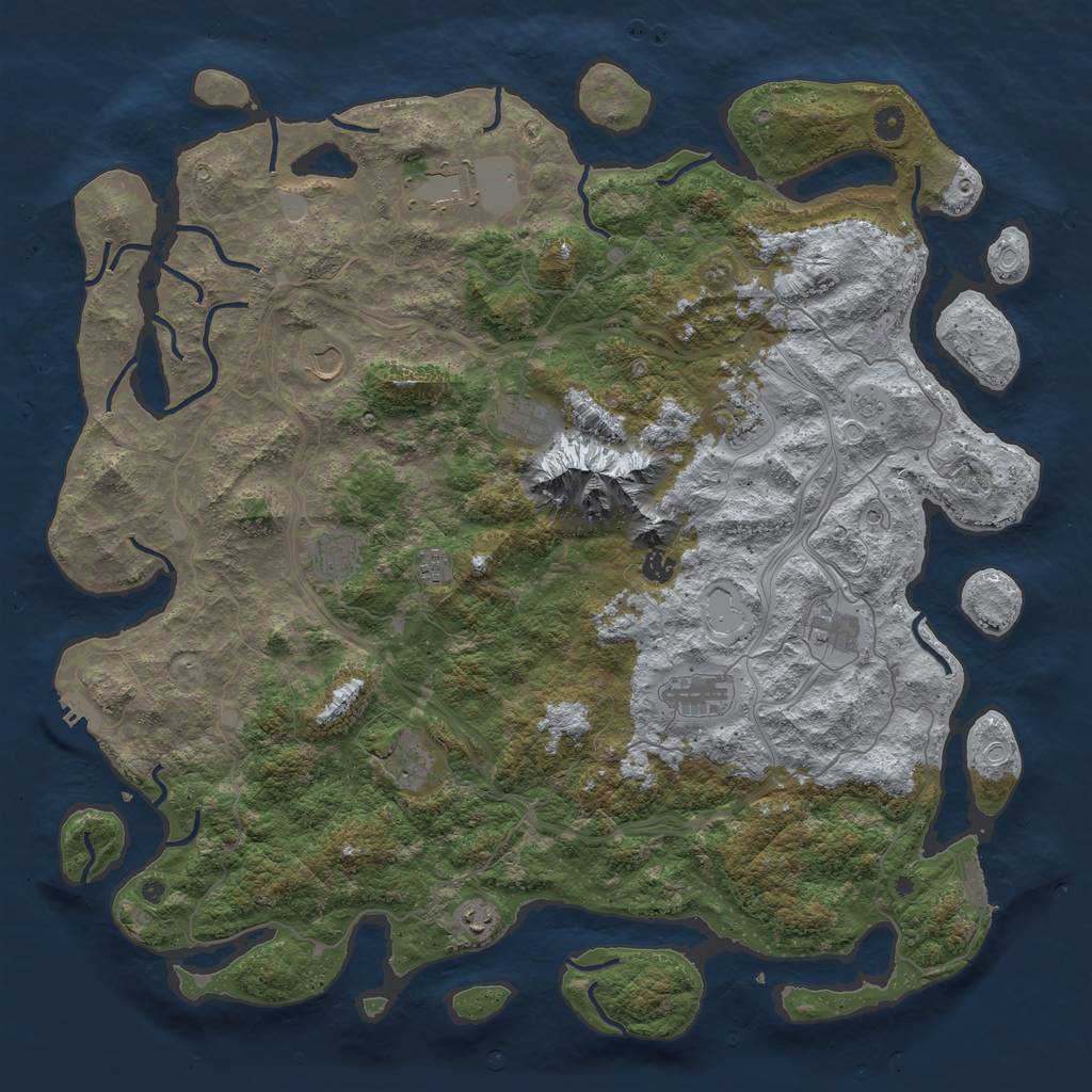 Rust Map: Procedural Map, Size: 5000, Seed: 293944727, 18 Monuments