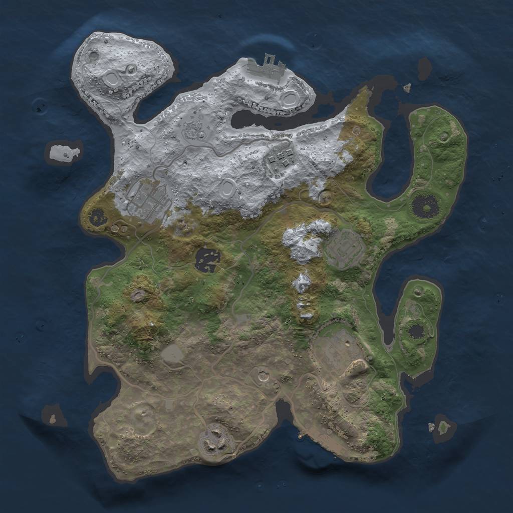 Rust Map: Procedural Map, Size: 3000, Seed: 3216749, 13 Monuments