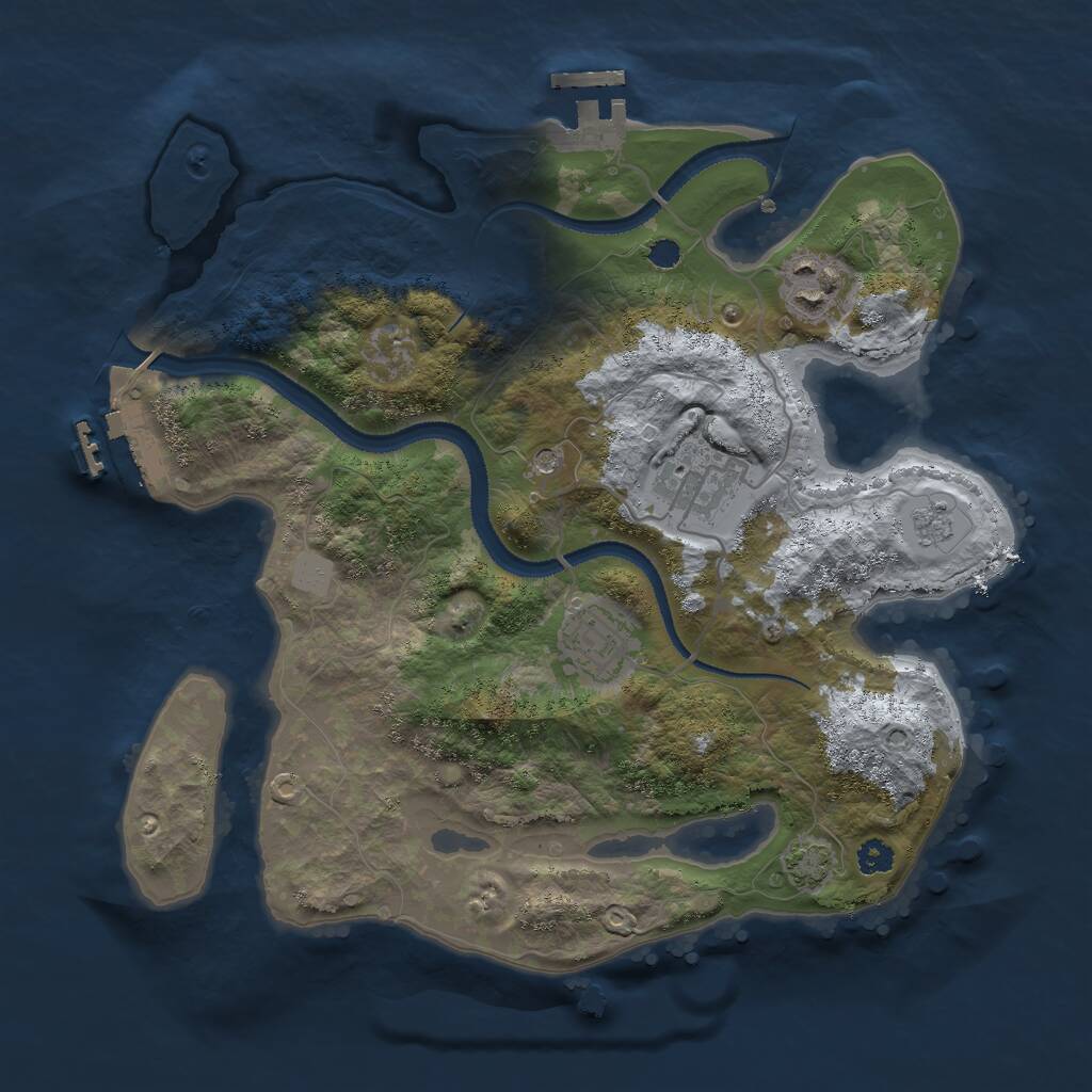 Rust Map: Procedural Map, Size: 3000, Seed: 27598, 9 Monuments
