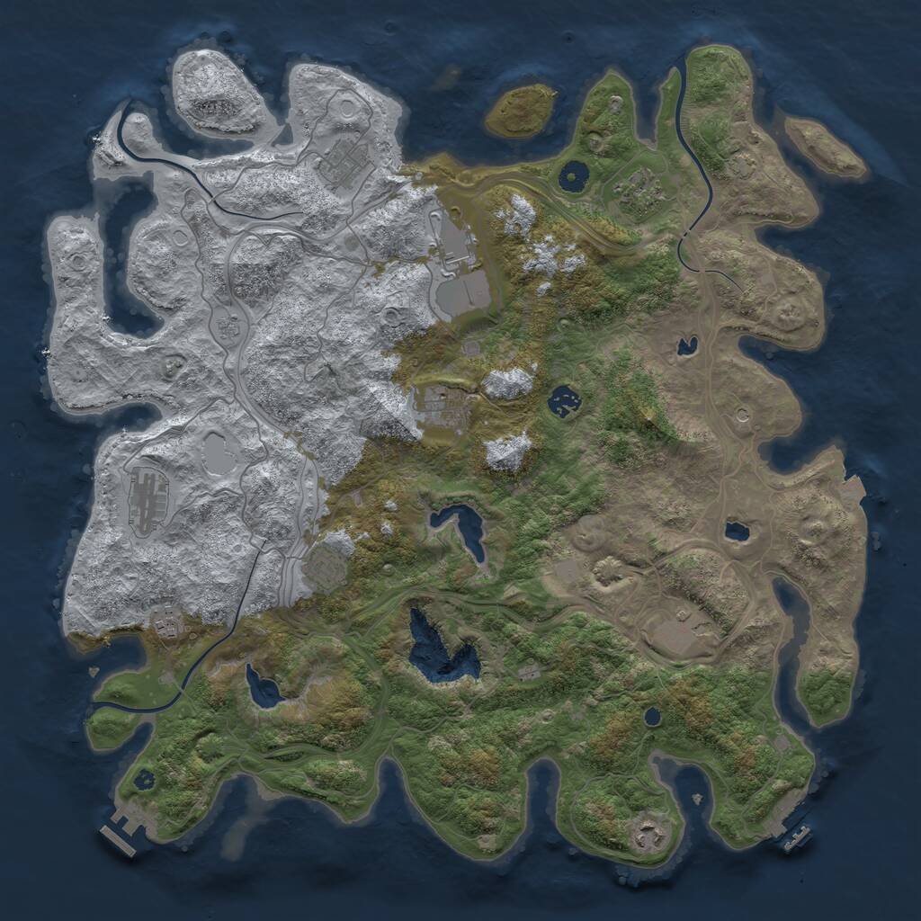 Rust Map: Procedural Map, Size: 4500, Seed: 1710754619, 16 Monuments