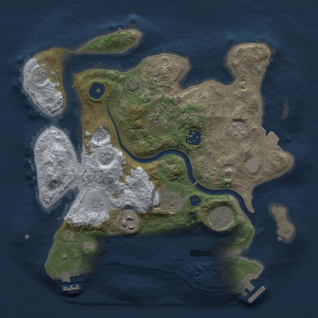 Rust Map: Procedural Map, Size: 3000, Seed: 518039065, 12 Monuments