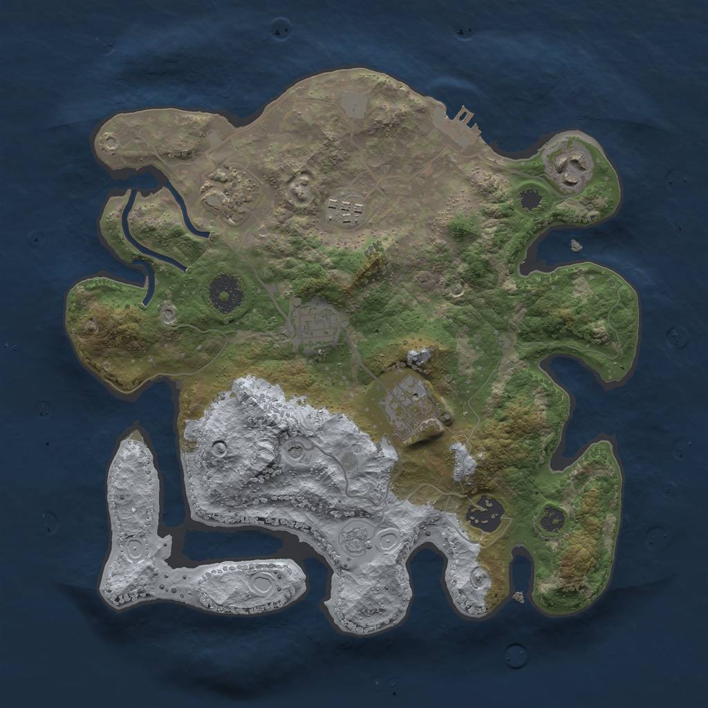 Rust Map: Procedural Map, Size: 3000, Seed: 26390, 12 Monuments