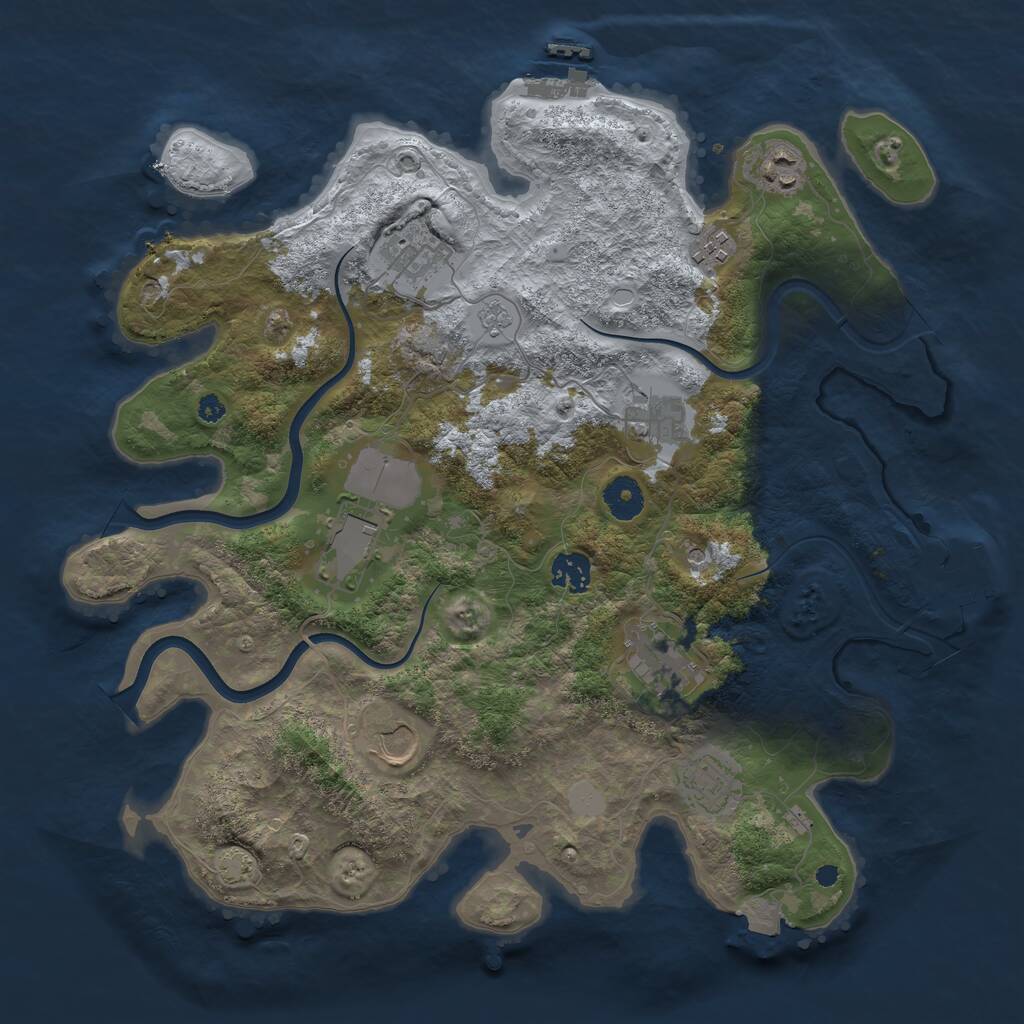 Rust Map: Procedural Map, Size: 3750, Seed: 2092161623, 15 Monuments