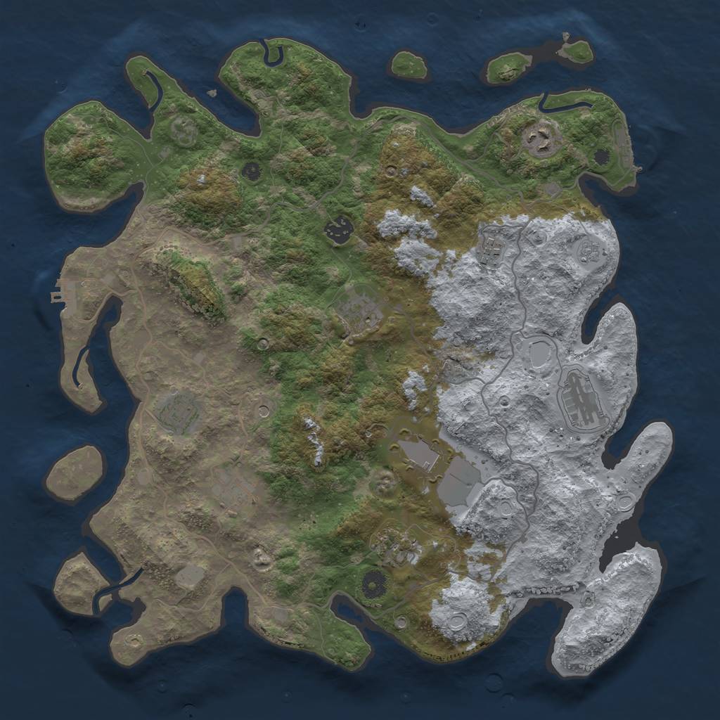 Rust Map: Procedural Map, Size: 4000, Seed: 1829562790, 16 Monuments