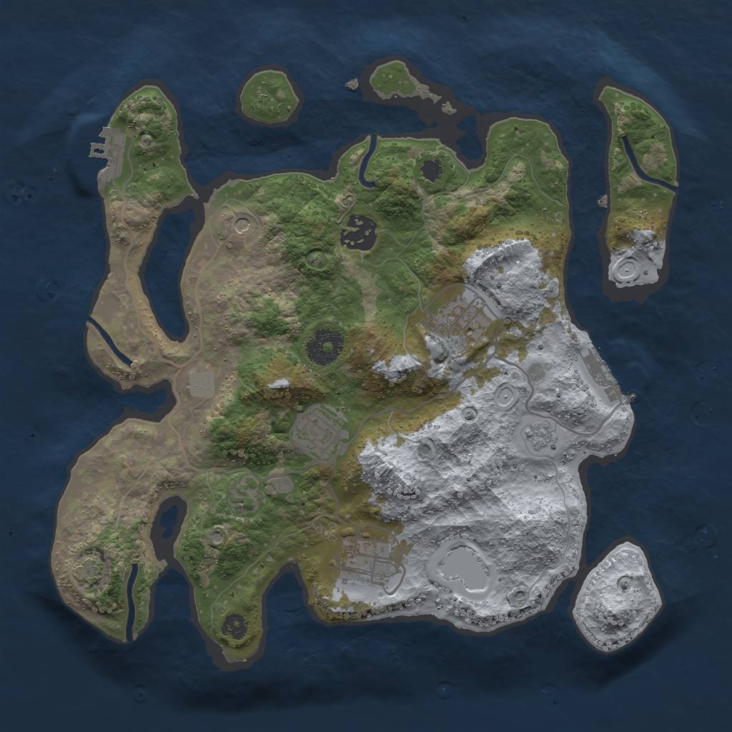 Rust Map: Procedural Map, Size: 3000, Seed: 5625, 12 Monuments