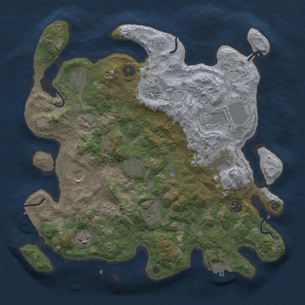 Rust Map: Procedural Map, Size: 3700, Seed: 434588897, 17 Monuments