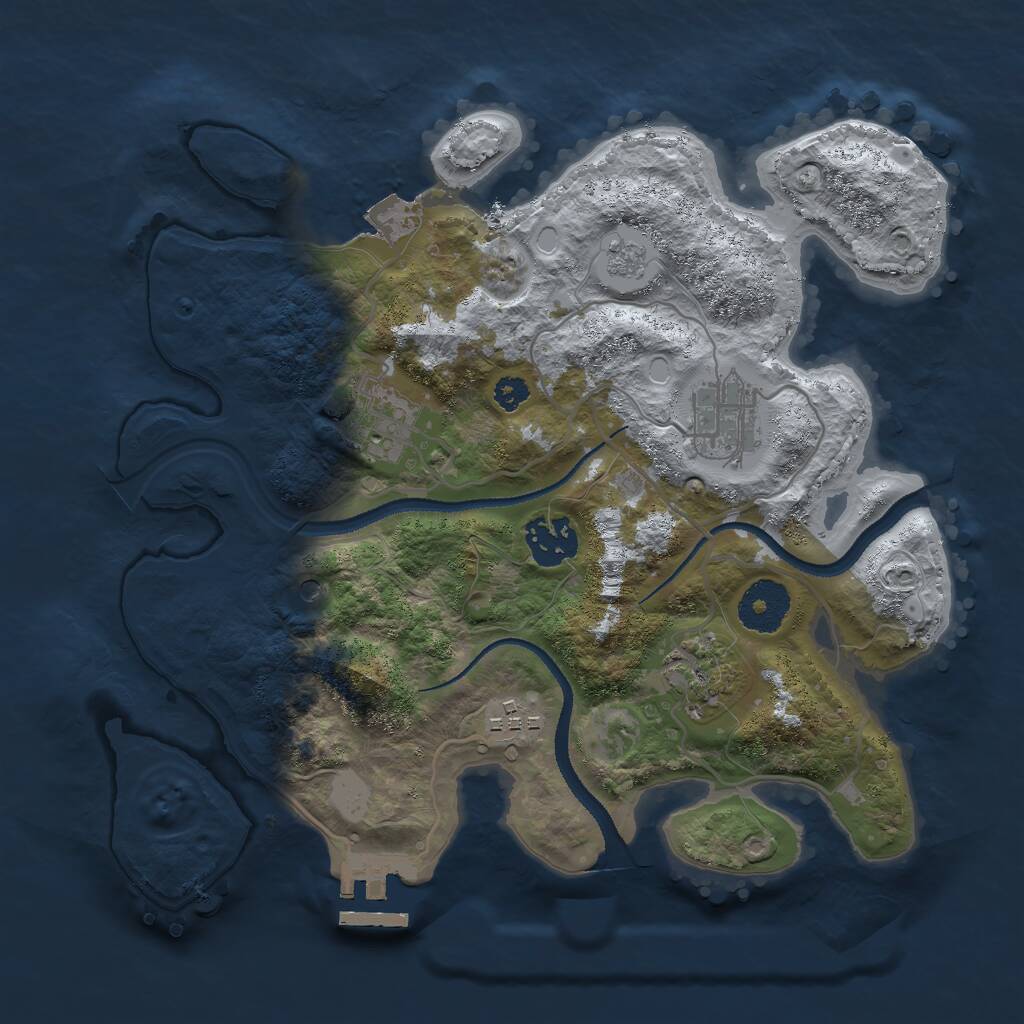 Rust Map: Procedural Map, Size: 3000, Seed: 784410223, 9 Monuments