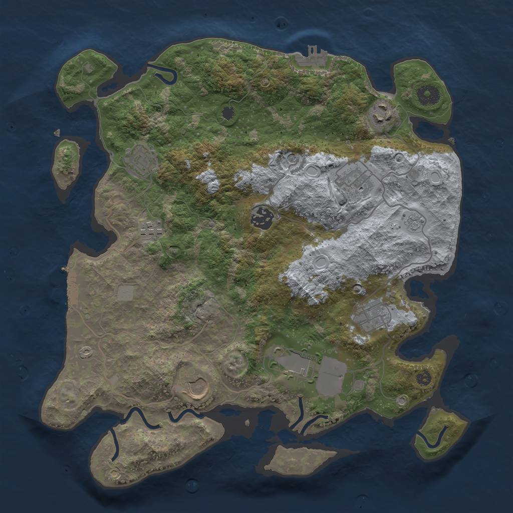 Rust Map: Procedural Map, Size: 3500, Seed: 2280798, 15 Monuments