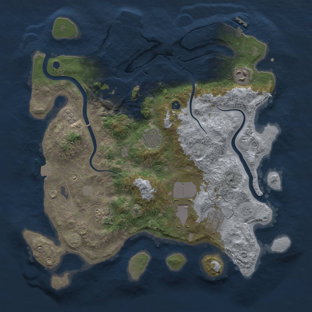 Rust Map: Procedural Map, Size: 3500, Seed: 98642557, 13 Monuments